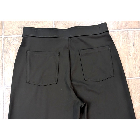 Halara sz L High Waisted button Pants straight leg pockets green stretchy 4085 - Picture 4 of 6